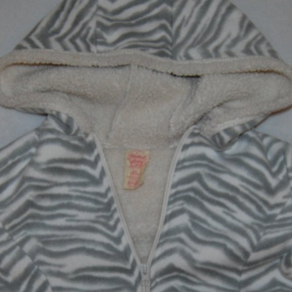 Faded Glory Girls Size L (34" Bust), Zebra Zip Up Hooded Sherpa-Lined Jacket - Picture 4 of 6